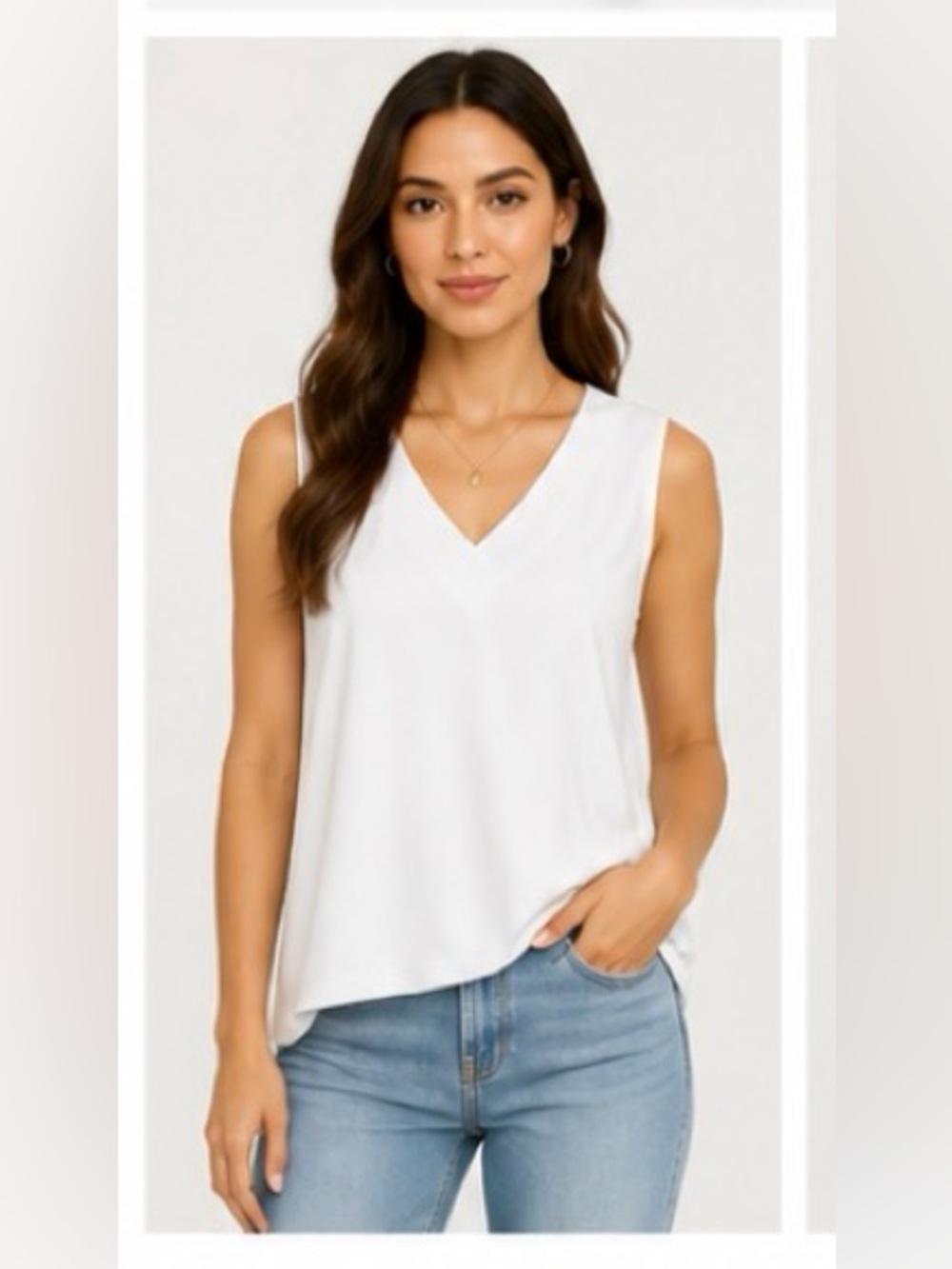 🤍 WIHOLL Sleeveless V-Neck Top | Soft Stretchy Everyday Chic